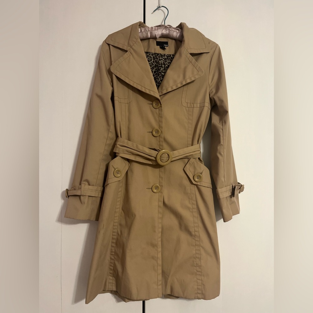 Khaki colored H&M trench style coat sz 10